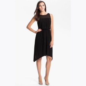 New VINCE CAMUTO Black Sheer Stretch Sleeveless Asymmetrical Dress Size 4 Nwt
